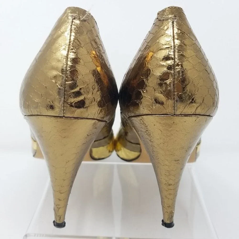 Fredrico shoe MEGAN gold genuine snakeskin VTG 9‎ - Picture 3 of 9